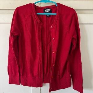 Lands' End girls 6 Vibrant Red Cardigan
